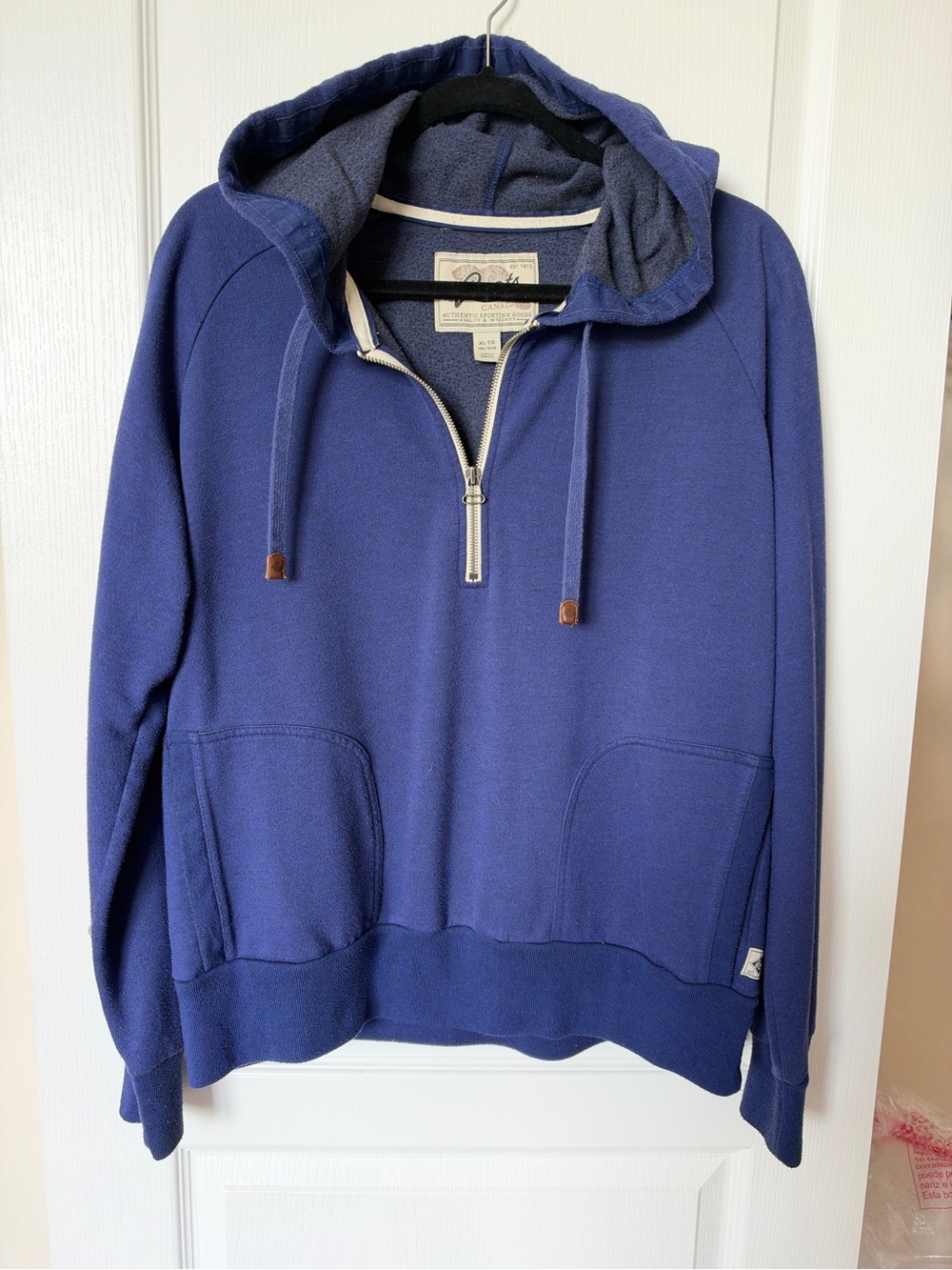 Vintage Roots Half-Zip Hooded Sweater - Dark Blue